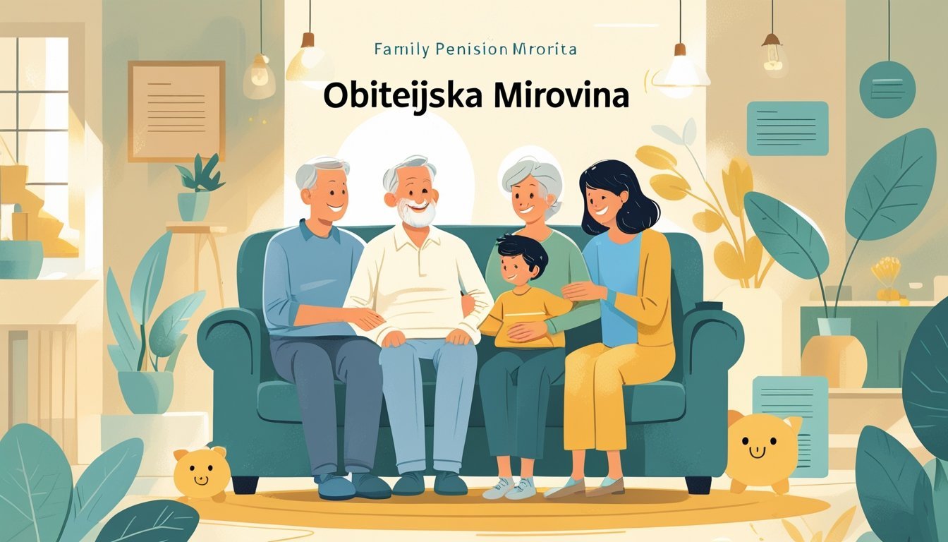 Obitelj s više generacija zajedno u udobnoj dnevnoj sobi, stariji supružnici sjede i smiješe se dok ih okružuju mlađi članovi obitelji.